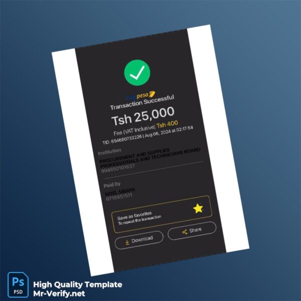 Tanzania NIDA Editable Registration Certificate Form Template In Word ...