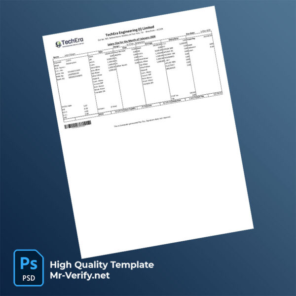 TechEra Engineering (I) Limited payslip word and pdf template TechEra Engineering (I) Limited payslip word and pdf template
