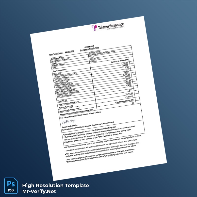 Editable Teleperformance Employment Verification Letter Word and Pdf Template 6 page Editable Teleperformance Employment Verification Letter Word and Pdf Template 6 page