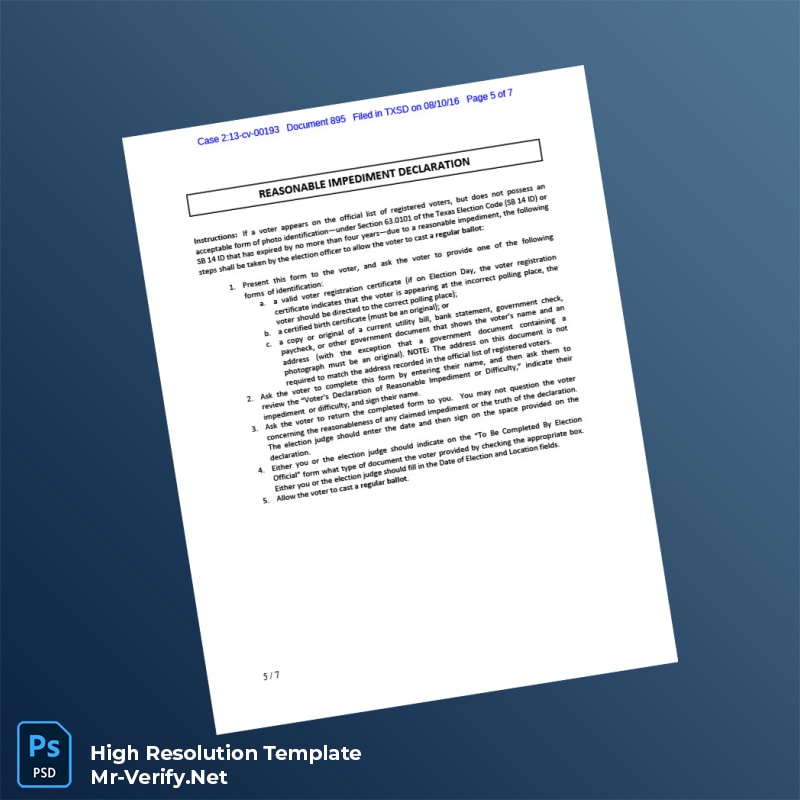 Editable Texas Election Interim Plan Order Voter ID Registration Certificate Word and Pdf Template 7 page Editable Texas Election Interim Plan Order Voter ID Registration Certificate Word and Pdf Template 7 page