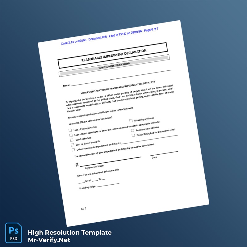 Editable Texas Election Interim Plan Order Voter ID Registration Certificate Word and Pdf Template 7 page Editable Texas Election Interim Plan Order Voter ID Registration Certificate Word and Pdf Template 7 page