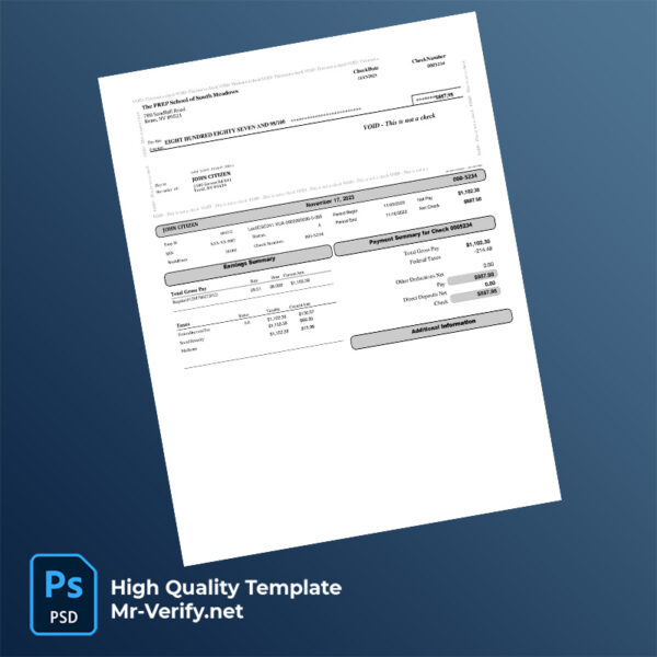 The PREP School of South Meadows pay stub word and pdf template The PREP School of South Meadows pay stub word and pdf template