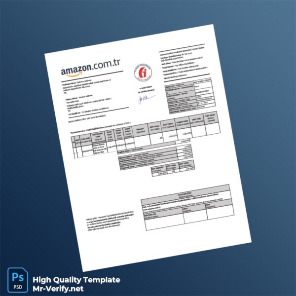 Turkey Amazon Invoice Template in Word and PDF formats