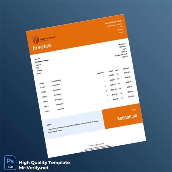 Turkey Yalcin Toygar Invoice Template in Word and PDF formats Turkey Yalcin Toygar Invoice Template in Word and PDF formats