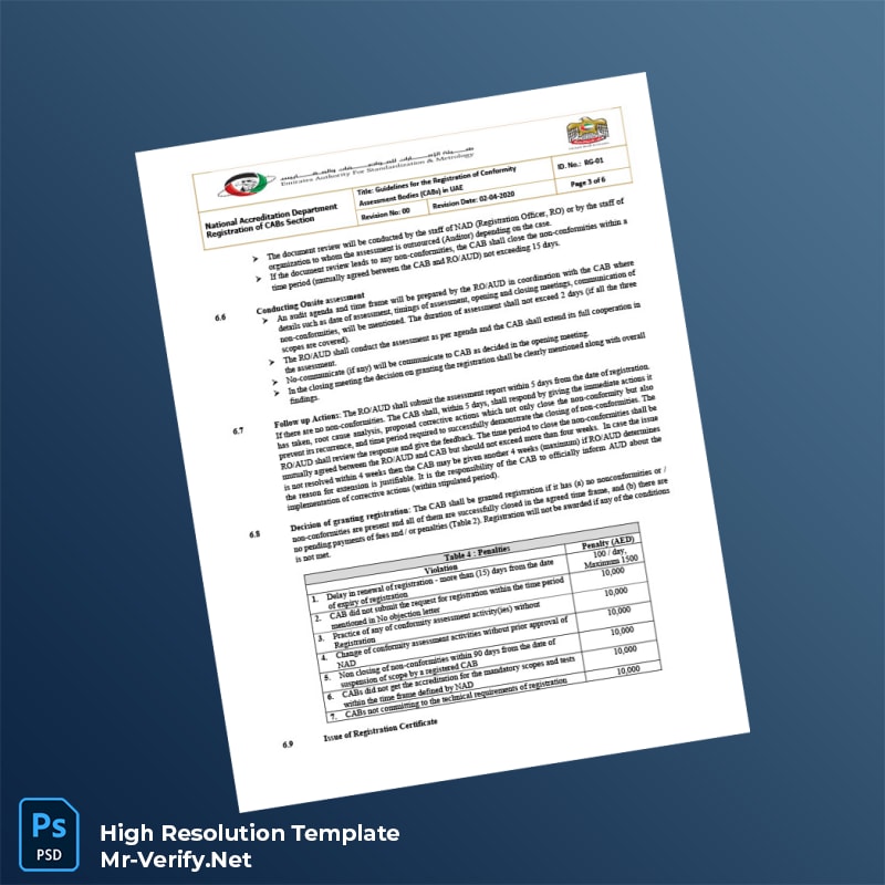 Editable UAE National Accreditation Department Registration Certificate Word and Pdf Template 6 page Editable UAE National Accreditation Department Registration Certificate Word and Pdf Template 6 page