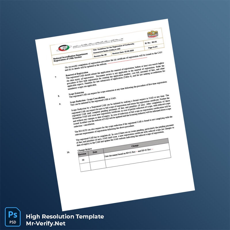 Editable UAE National Accreditation Department Registration Certificate Word and Pdf Template 6 page Editable UAE National Accreditation Department Registration Certificate Word and Pdf Template 6 page