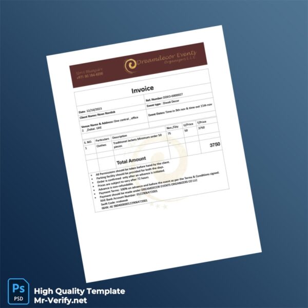 UAE Novo Nordisk Invoice Template in Word and PDF formats