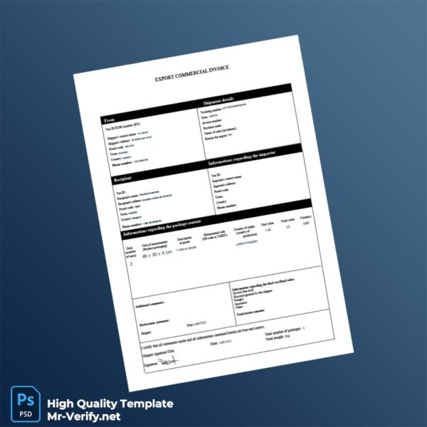 UK AcLabore Export Commercial Invoice Template in Word and PDF formats UK AcLabore Export Commercial Invoice Template in Word and PDF formats