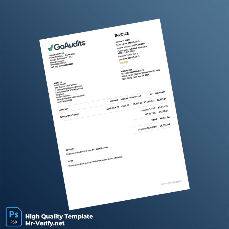 UK GoAudits Limited Invoice Template in Word and PDF formats 2 page UK GoAudits Limited Invoice Template in Word and PDF formats 2 page