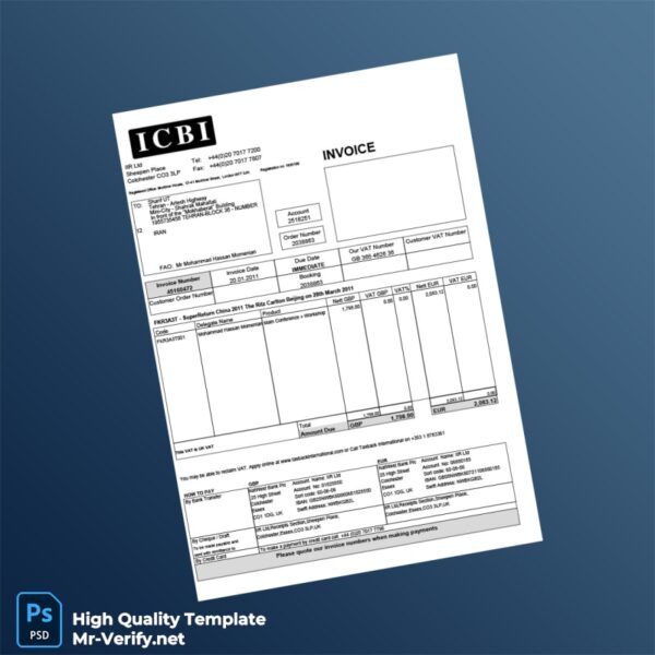 UK IIR Ltd Invoice Template in Word and PDF formats 2 page