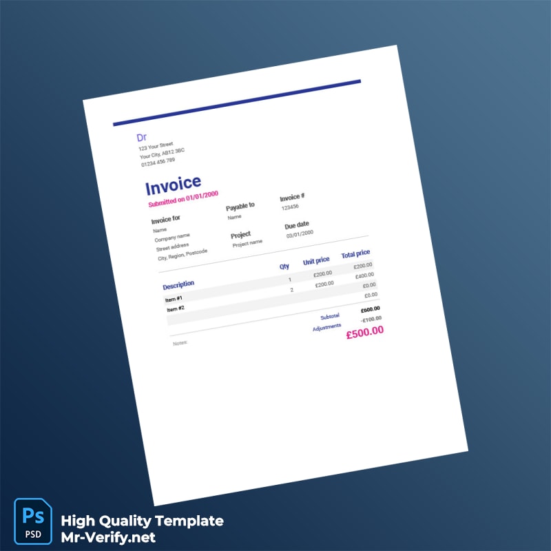 UK Invoice Template in Word and PDF formats UK Invoice Template in Word and PDF formats