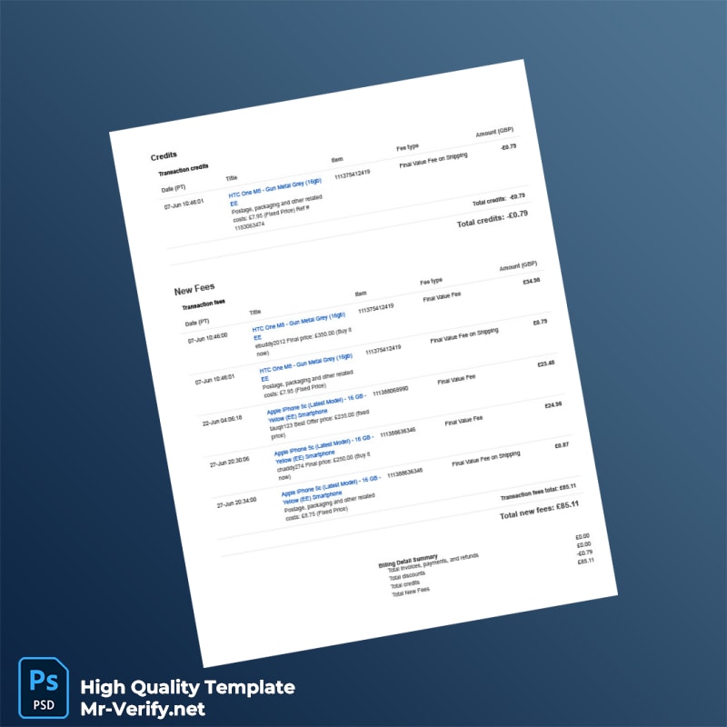 UK eBay Invoice Template in Word and PDF formats 4 page UK eBay Invoice Template in Word and PDF formats 4 page