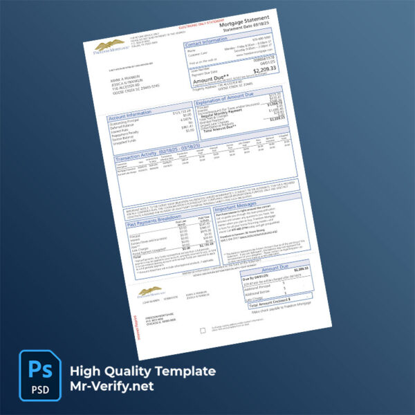 US Freedom Mortgage Editable Mortgage Statement Template in Word and PDF formats US Freedom Mortgage Editable Mortgage Statement Template in Word and PDF formats