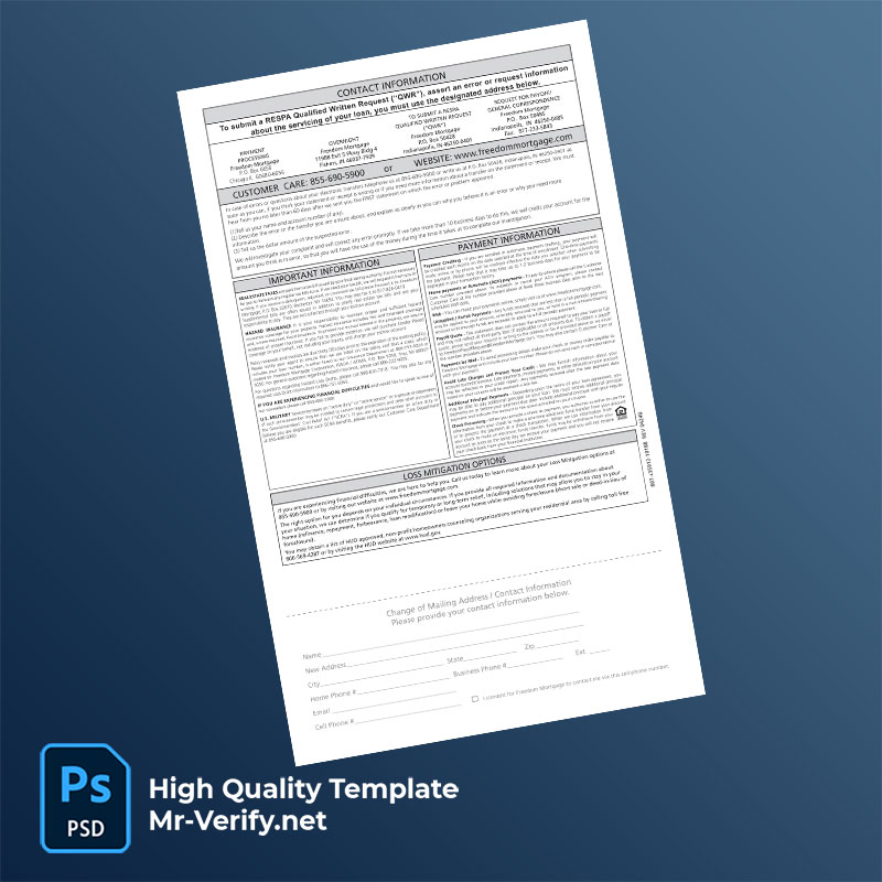 US Freedom Mortgage Editable Mortgage Statement Template in Word and PDF formats US Freedom Mortgage Editable Mortgage Statement Template in Word and PDF formats