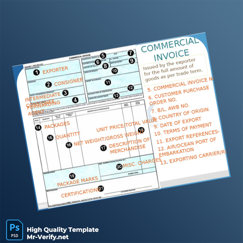 USA ADEX Commercial Invoice Template in Word and PDF formats 7 page USA ADEX Commercial Invoice Template in Word and PDF formats 7 page