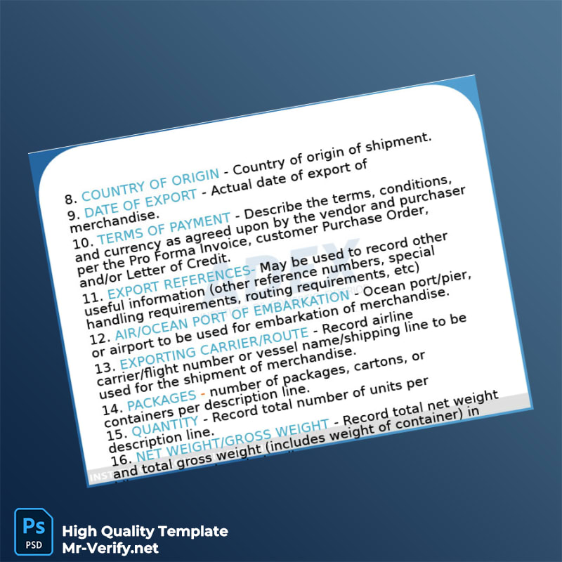 USA ADEX Commercial Invoice Template in Word and PDF formats 7 page USA ADEX Commercial Invoice Template in Word and PDF formats 7 page