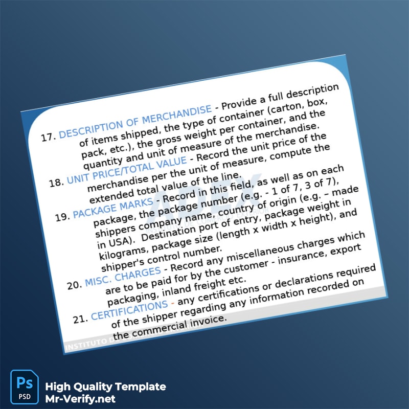 USA ADEX Commercial Invoice Template in Word and PDF formats 7 page USA ADEX Commercial Invoice Template in Word and PDF formats 7 page