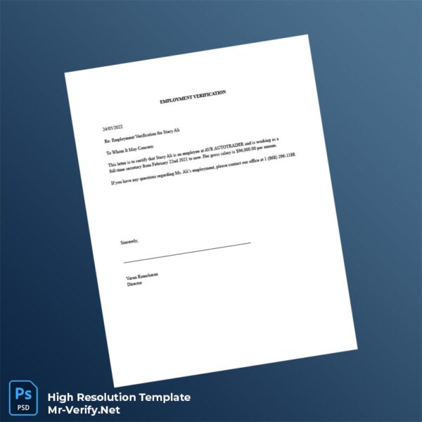 Editable USA AVR AUTOTRADER Employment Verification Letter Word and Pdf Template Editable USA AVR AUTOTRADER Employment Verification Letter Word and Pdf Template