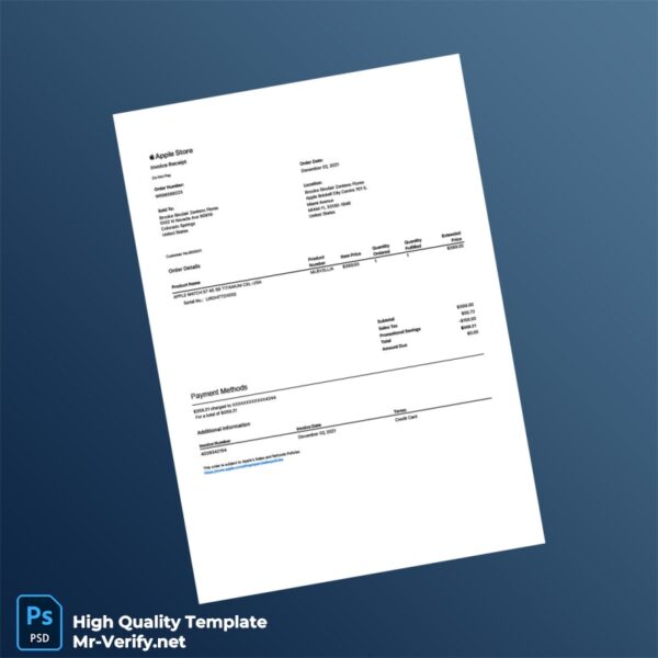 USA Apple Invoice Template in Word and PDF formats USA Apple Invoice Template in Word and PDF formats