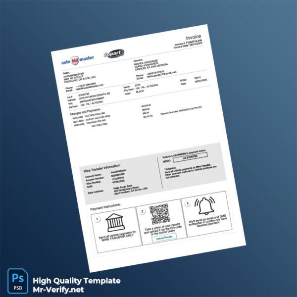 USA Autobidmaster Invoice Template in Word and PDF formats