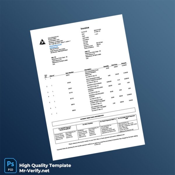 USA Axon Invoice Template in Word and PDF formats 4 page USA Axon Invoice Template in Word and PDF formats 4 page