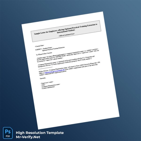 Editable USA Company Organization Name Employment Verification Letter Word and Pdf Template