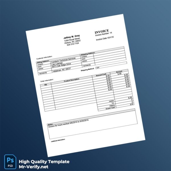USA Comtech Technical Services Invoice Template in Word and PDF formats USA Comtech Technical Services Invoice Template in Word and PDF formats