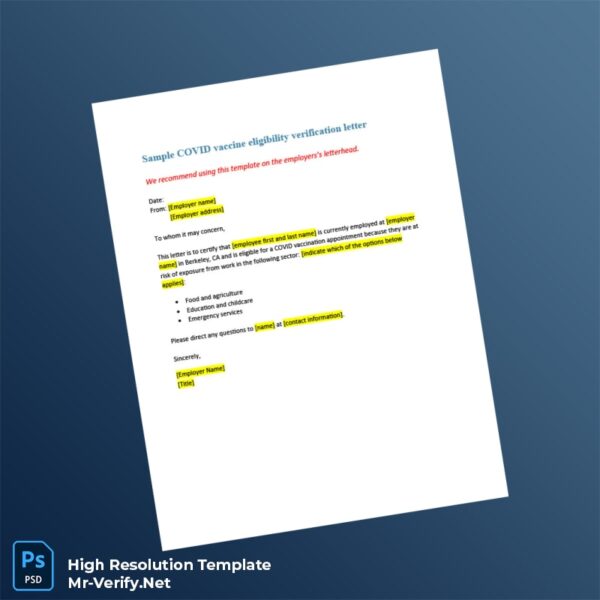 Editable USA Employer Name Employment Verification Letter Word and Pdf Template