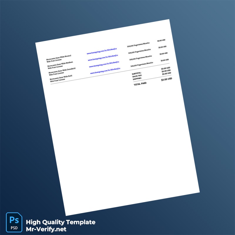 USA Fontspring Invoice Template in Word and PDF formats 2 page USA Fontspring Invoice Template in Word and PDF formats 2 page