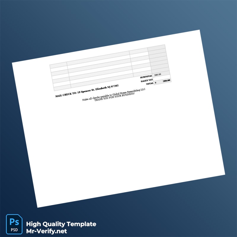 USA Global Home Remodeling LLC Invoice Template in Word and PDF formats 2 page USA Global Home Remodeling LLC Invoice Template in Word and PDF formats 2 page