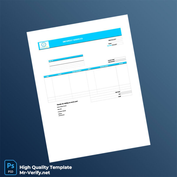 USA Infomist Services Invoice Template in Word and PDF formats