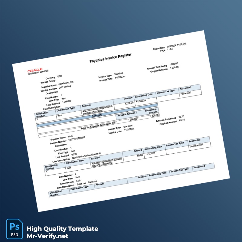 USA Intuit Invoice Template in Word and PDF formats 3 page USA Intuit Invoice Template in Word and PDF formats 3 page