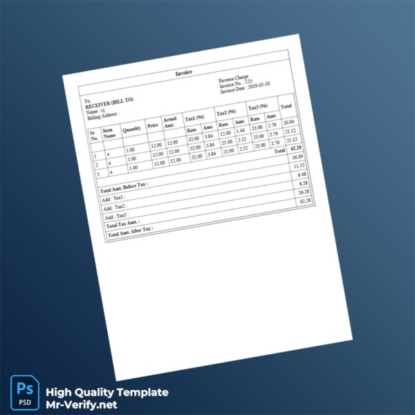 USA Invoice 123 Template in Word and PDF formats