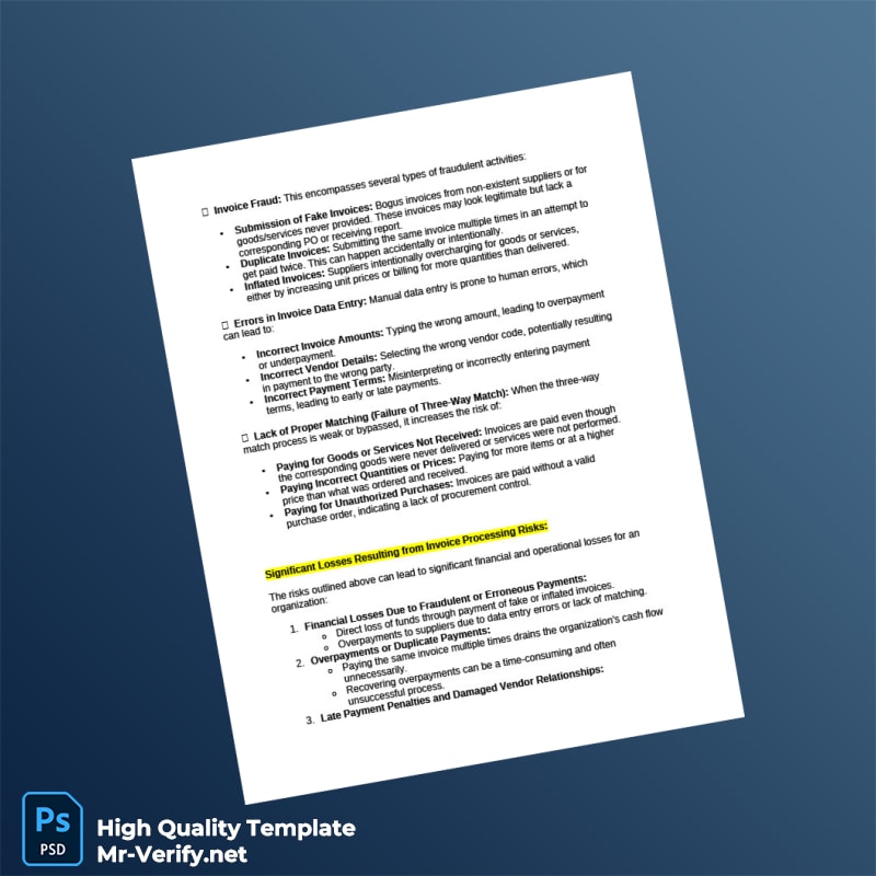 USA Invoice Processing Template in Word and PDF formats 4 page USA Invoice Processing Template in Word and PDF formats 4 page