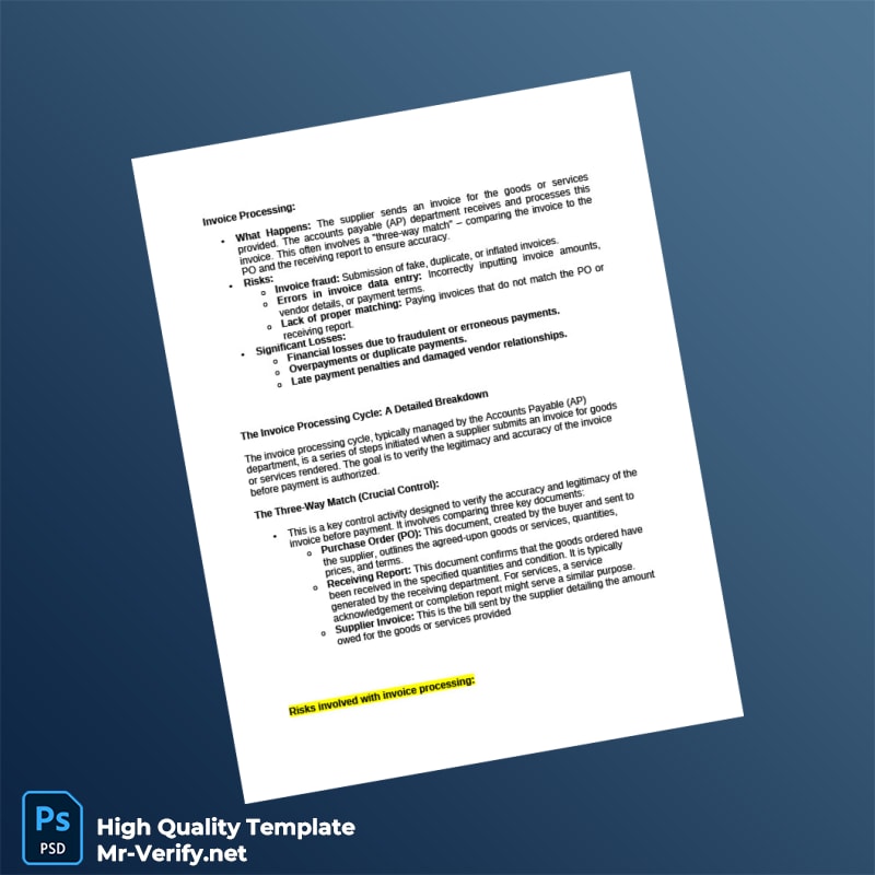 USA Invoice Processing Template in Word and PDF formats 4 page USA Invoice Processing Template in Word and PDF formats 4 page