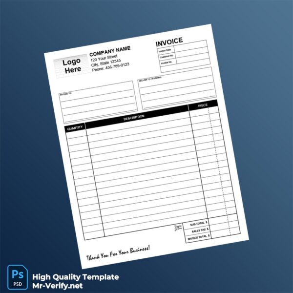 USA Invoice Template Template in Word and PDF formats