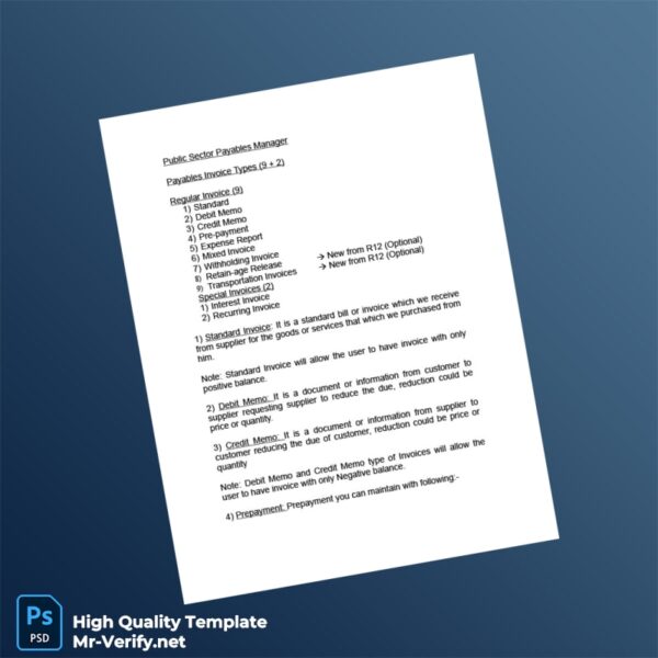 USA Invoice Types Guide Template in Word and PDF formats 2 page