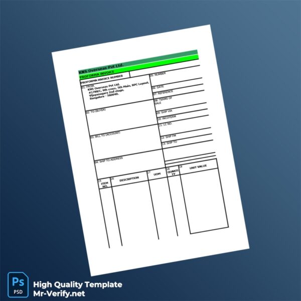 USA KNS Overseas Proforma Invoice Template in Word and PDF formats 8 page
