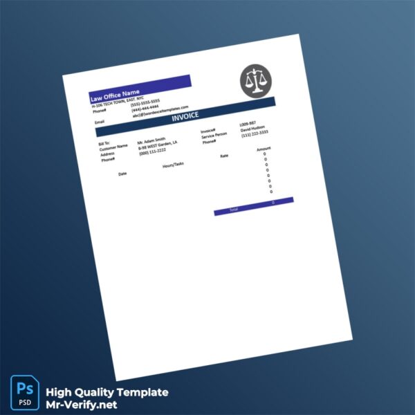 USA Legal Invoice Template in Word and PDF formats 2 page USA Legal Invoice Template in Word and PDF formats 2 page
