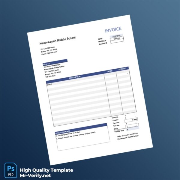 USA Maconaquah Middle School Invoice Template in Word and PDF formats 4 page USA Maconaquah Middle School Invoice Template in Word and PDF formats 4 page