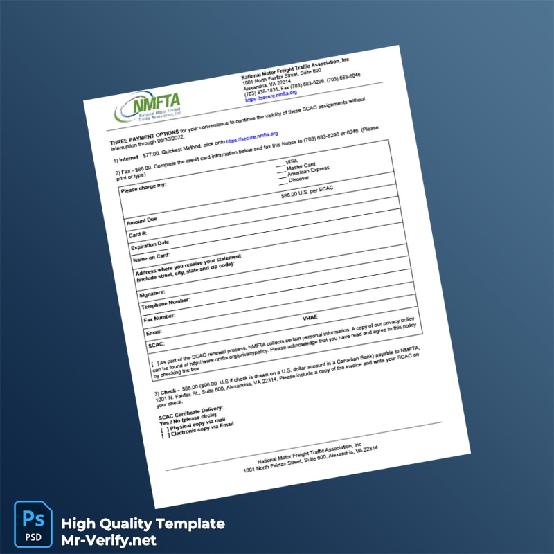 USA National Motor Freight Traffic Association Invoice Template in Word and PDF formats 2 page USA National Motor Freight Traffic Association Invoice Template in Word and PDF formats 2 page
