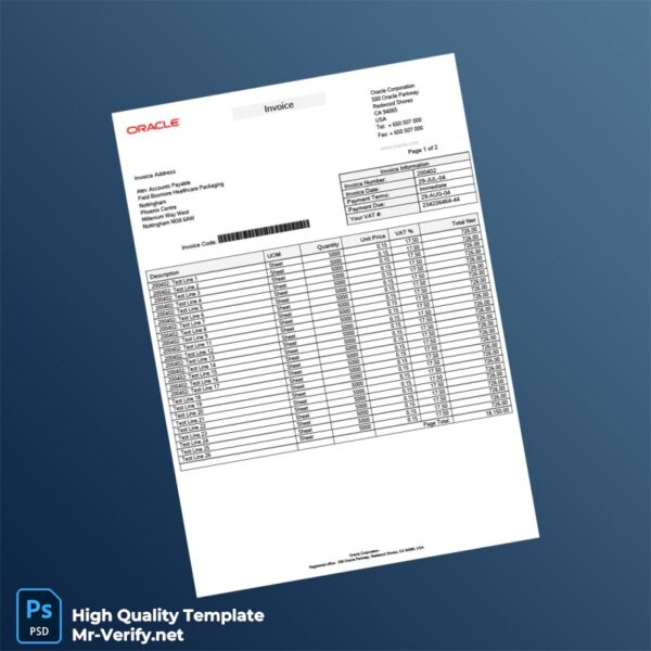 USA Oracle Corporation Invoice Template in Word and PDF formats 4 page
