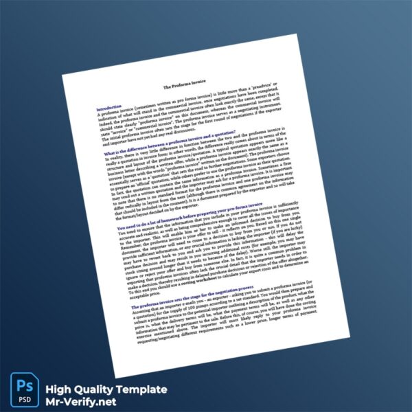 USA Proforma Invoice Template in Word and PDF formats 8 page