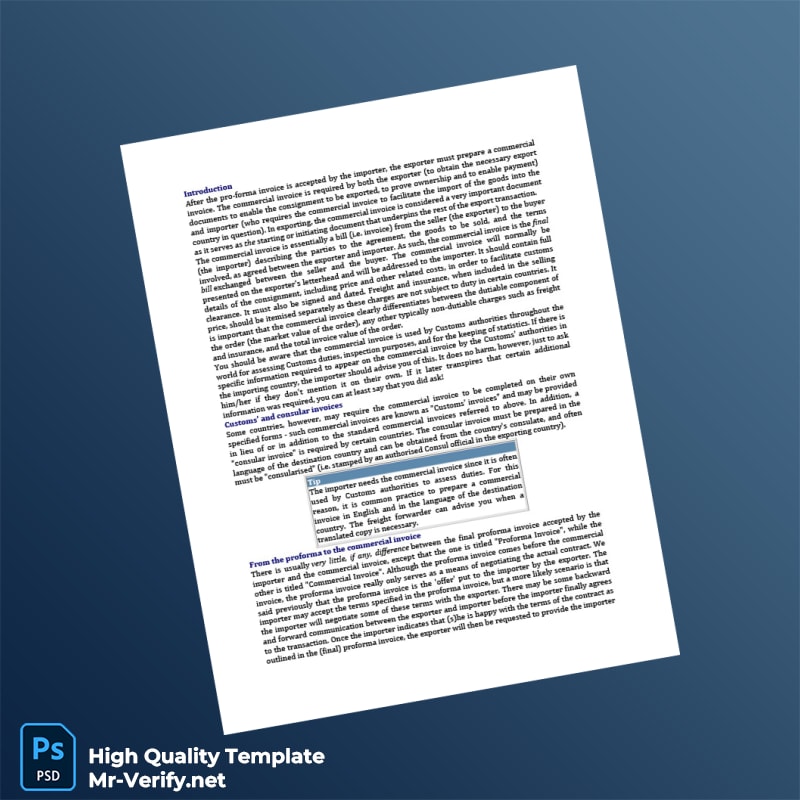 USA Proforma Invoice Template in Word and PDF formats 8 page USA Proforma Invoice Template in Word and PDF formats 8 page