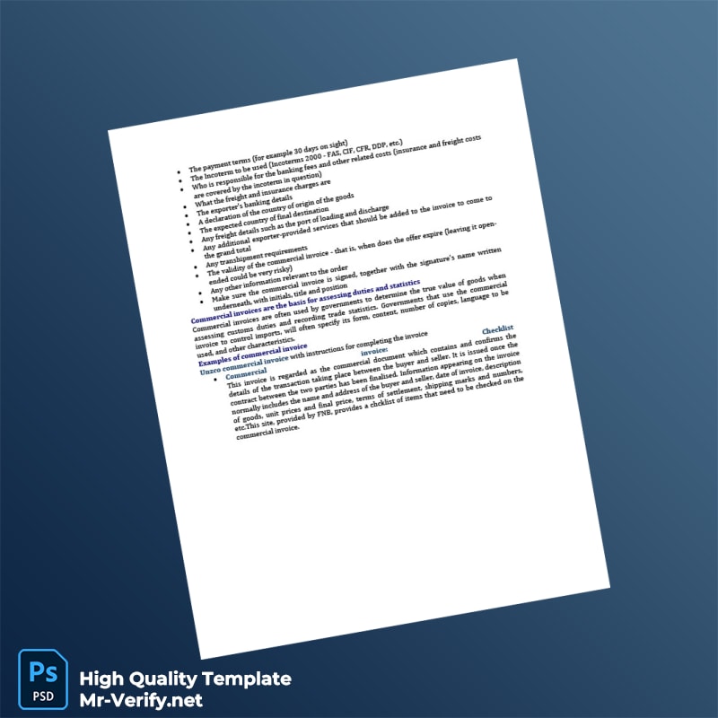 USA Proforma Invoice Template in Word and PDF formats 8 page USA Proforma Invoice Template in Word and PDF formats 8 page