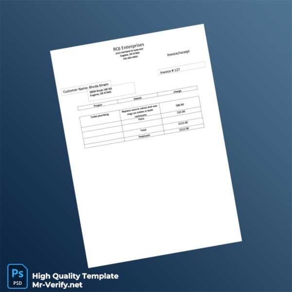 USA RQI Enterprises Invoice Template in Word and PDF formats USA RQI Enterprises Invoice Template in Word and PDF formats