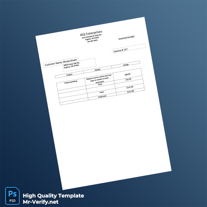 USA RQI Enterprises Invoice Template in Word and PDF formats USA RQI Enterprises Invoice Template in Word and PDF formats