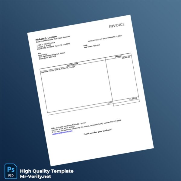 USA Richard J Layman Invoice Template in Word and PDF formats