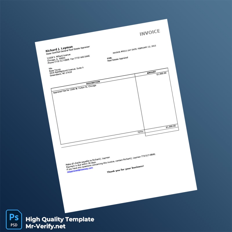 USA Richard J Layman Invoice Template in Word and PDF formats USA Richard J Layman Invoice Template in Word and PDF formats