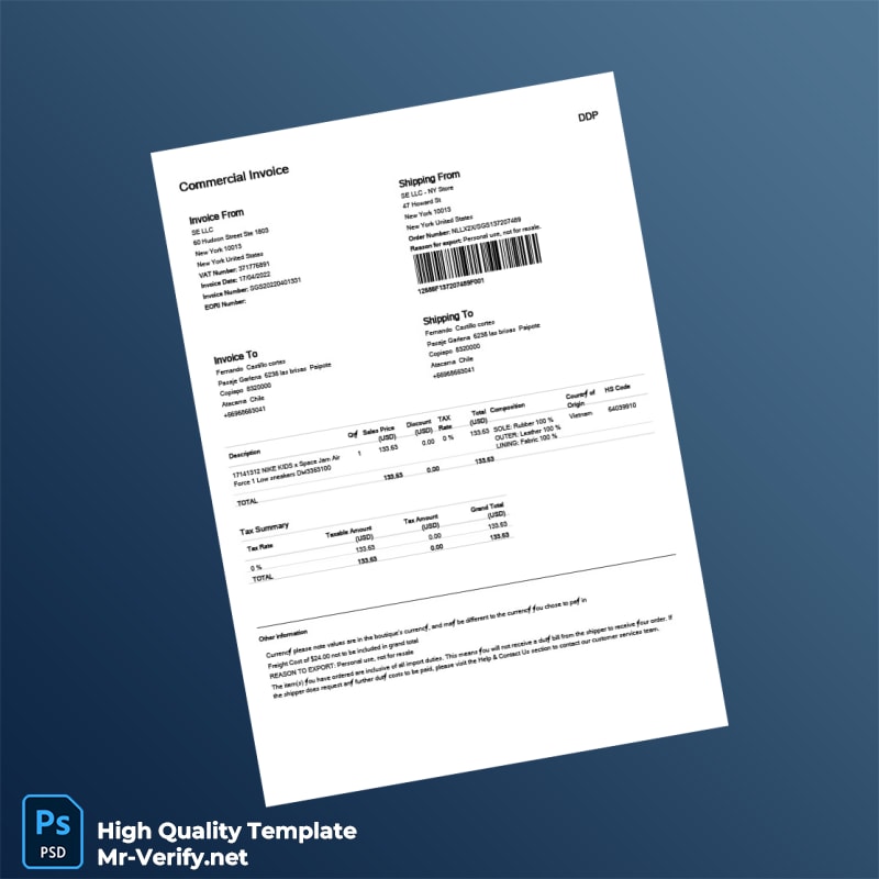 USA SE LLC Invoice Template in Word and PDF formats USA SE LLC Invoice Template in Word and PDF formats